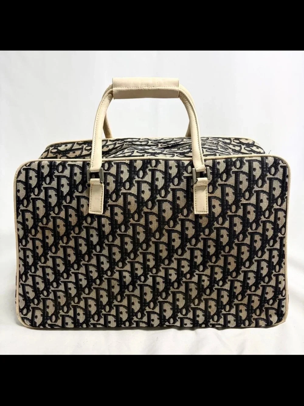 Dior Black & Beige Oblique Canvas Weekender Bag